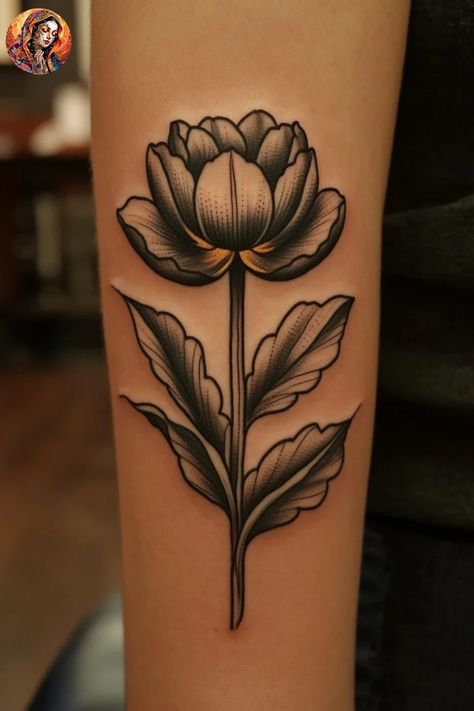 Discover 50+ stunning tulip flower tattoo designs for women! Find inspiration with small, black ink stencils that hold special meanings. Daffodil Tulip Tattoo, Tulip Flower Tattoo Designs, Sunflower And Tulip Tattoo, Tulip Tattoo Meaning, Tulip Bouquet Tattoo, Tulip Tattoo, Most Popular Flowers, Black Tulips, Popular Flowers