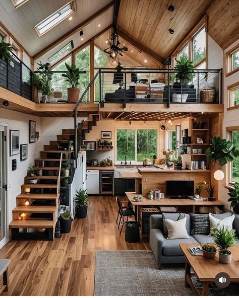 A Frames, Loft House Design, Tiny House Loft, Tiny House Layout, House Loft, Tiny House Inspiration, Modern Tiny House, Loft House, Tiny House Interior