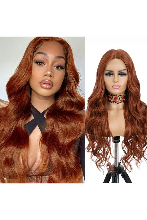 NOBLE T Part Hd Lace Front Wavy Wigs Copper Red 29 Inches Lace Front Wigs for Women Heat Resistant Synthetic Body Wave Wigs. Body Wave Wigs, Wavy Wigs, Copper Red, Body Wave Wig, Wigs For Women, Womens Wigs, Hd Lace, Body Wave, Lace Front Wigs