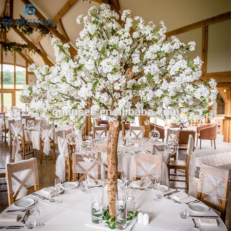 Tree Centrepiece Wedding, Blossom Tree Wedding, Tree Wedding Centerpieces, Artificial Cherry Blossom Tree, Sakura Wedding, Wedding Tree Decorations, Cherry Flowers, Tree Centerpieces, Wishing Tree