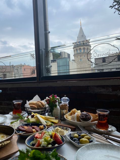 Turkish breakfast/ Morning/ Istanbul/ Galata Tower/ Barnathan patisserie Turkish Breakfast, Istanbul, Tower, Quick Saves, Patisserie