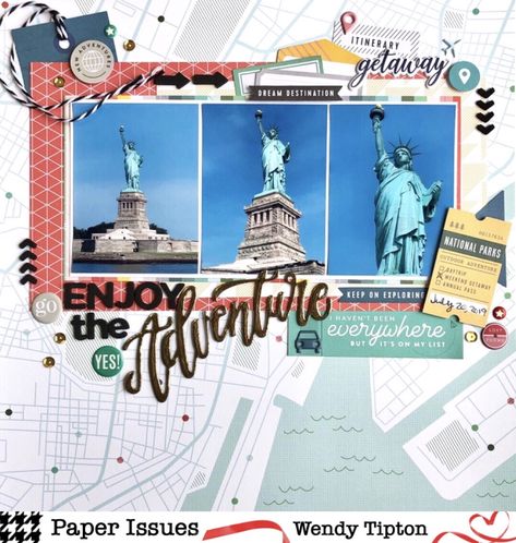 Enjoy the Adventure - Scrapbook.com Monkey Scrapbook Layouts, New York Scrapbook, New York Scrapbooking, Scrapbook Planning, Scrapbook Gallery, Scrapbooking Layouts Travel, Travel Scrapbook Pages, Beautiful Scrapbook Layouts, Travel Journal Scrapbook