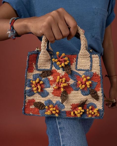 J A M I N P U E C H on Instagram: "Mykos is a hand-crocheted raffia bag inspired by spring flowers found on the Greek islands #jaminpuech #fashion #handmade #woven" Jamin Puech, Handbag Ideas, Raffia Crochet, Crochet Jumper, Crochet Bag Pattern Free, Crochet Handbag, Woven Handbags, Crochet Bags Purses, Raffia Bag