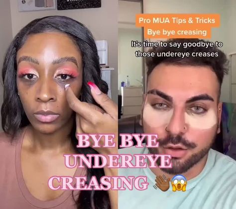 Undereye Makeup Tutorial, Undereye Creasing, Pink Undereye, Under Eye Creases, Eye Magic, Under Eye Makeup, Concealer, Makeup Tips, Makeup Artist