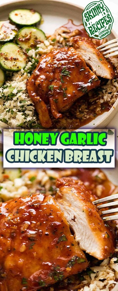 Honey Garlic Chicken Breast Honey Garlic Chicken Breast Recipes, Garlic Honey Chicken, Honey Garlic Chicken Breast, Shrimp Tofu, Garlic Chicken Breast Recipes, Garlic Baked, Garlic Honey, Dada Ayam, Garlic Chicken Recipes