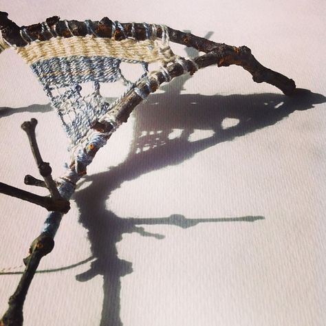 Stick loom weaving how-to on my blog. I used a tiny twiglet and hand dyed silk thread for this one. Tapestry Loom Weaving, Tapestry Loom, Willow Weaving, Weaving Tutorial, Stick Art, Fabric Yarn, Hand Dyed Silk, Weaving Projects, Silk Dyeing