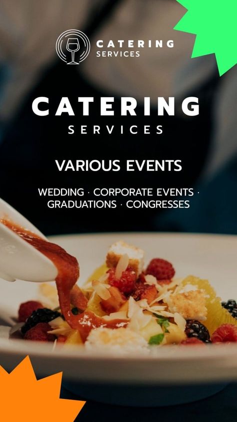 Modern Linear Professional Catering Instagram Story Catering Social Media Post, Catering Poster Design, Catering Social Media, Food Story Instagram, Catering Poster, Catering Branding, Instagram Story Layout, Indian Catering, Holiday Catering