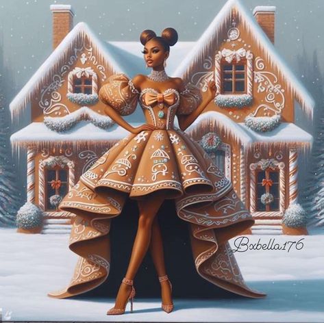 Gingerbread Woman, Woman Costume, Angel Artwork, Queen Costume, Afrocentric Art, Photoshoot Themes, Black Artwork, Black Cartoon, Christmas Photoshoot