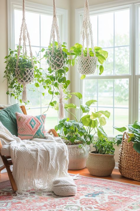 Discover stunning indoor hanging plant ideas to elevate your space! Hanging plants thrive in bright, indirect light. #IndoorPlants #HomeDecor Hanging Plants Office Design, Hanging Indoor Plant Ideas, Villa Bedroom Ideas, Plants In Sunroom, Hanging Plant Ideas, Plant Office Design, Hanging Indoor Plants, Villa Bedroom, Mediterranean Villa