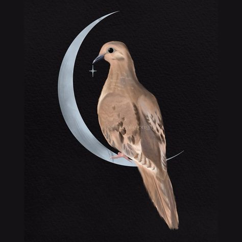 Mourning Dove 🕊️ They symbolize peace, hope and love. I’m an indoor human, but if you find me outside, chances are I’m listening to the cicadas and the mourning doves all summer long 🌞 . . #mourningdove #crescentmoon #birdsong #darkcottagecore #forestcore Dark Dove Aesthetic, Doves Aesthetic, Dove Aesthetic, Black Doves, Morning Dove, Witchy Tattoos, Dove Flying, Moon Meaning, Sky Ferreira