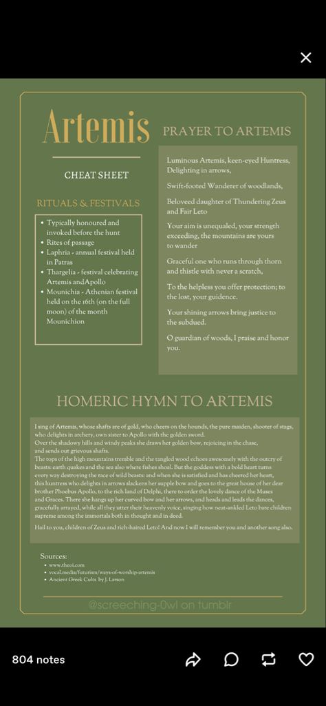 Artemis Cheat Sheet, Prayer To Artemis, Working With Artemis, Artemis Offerings, Artemis Alter, Artemis Worship, Witchy Practices, Dianic Witchcraft, Moon Worship