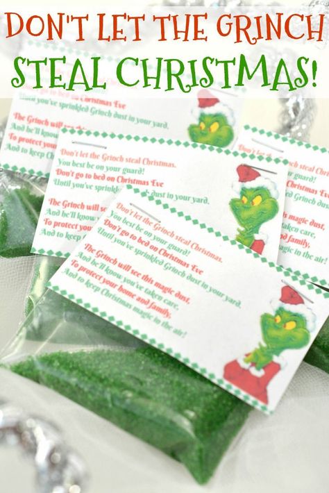 Making Grinch Dust is a fun and exciting way to save Christmas day for kids. Just sprinkle the dust on the lawn Christmas Eve & Christmas day will be saved! #Christmas #TheGrinch #GrinchDust Grinch Dust Recipe, Grinch Dust, Grinch Slime, Grinch Christmas Party, Eve Best, Grinch Party, Candy Treats, Christmas School, Grinch Stole Christmas