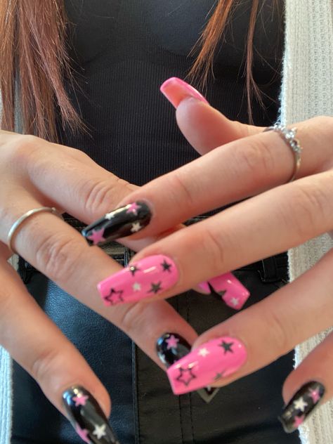 Pink nails, valentines nail, stars, punk, rockstar Pink Rock Nails, Pink Nails Valentines, Punk Rockstar, Rockstar Nails, Rock Nails, Valentines Nail, Nails Valentines, Valentines Nails, Rolling Stones