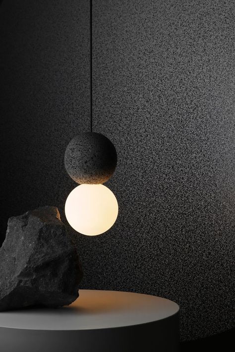 Hanging Lights Design, Terrazzo Bar, Concrete Lighting, Modern Lamp Design, Stone Lighting, Concrete Light, Restaurant Chandelier, Vintage Industrial Lighting, Black Interior Design