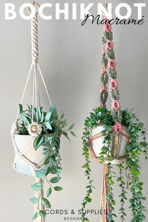 Macrame Plant Hanger With Beads, Plant Hanger Tutorial, Diy Daisy, Basic Knots, Diy Hanging Planter, Daisy Chains, Macrame Plant Hanger Tutorial, Macrame Plant Hanger Patterns, Macrame Planter