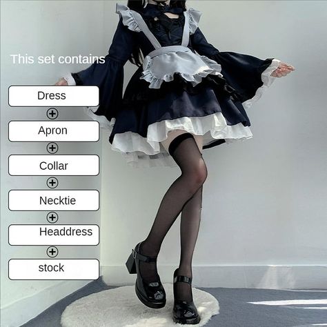 Cute Kitagawa Marin Dress-up Darling Maid Lolita Dress Cosplay ON657 My Dress Up Darling Cosplay, Kawaii Swimsuit, Dark Academia Clothing, Egirl Clothes, Dress Up Darling, Harajuku Outfits, Cottagecore Fashion, Kawaii Dress, Maid Outfit