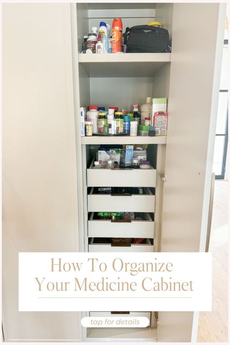 Organization for the home is a must. As a family of 7, it is essential for our home to have a functional, stocked and up-to-date medicine cabinet. From band-aids and ice packs to vitamins, nasal sprays and flu medicine, I’ve ensured that we’re fully stocked and organized. Click here for the 4 steps used to organize our medicine cabinet and favorite products! Family Of 7, Coastal Glam, Decorating A New Home, Medicine Organization, Linen Closet Organization, Open Cabinets, Ice Packs, Nasal Spray, Cabinet Space