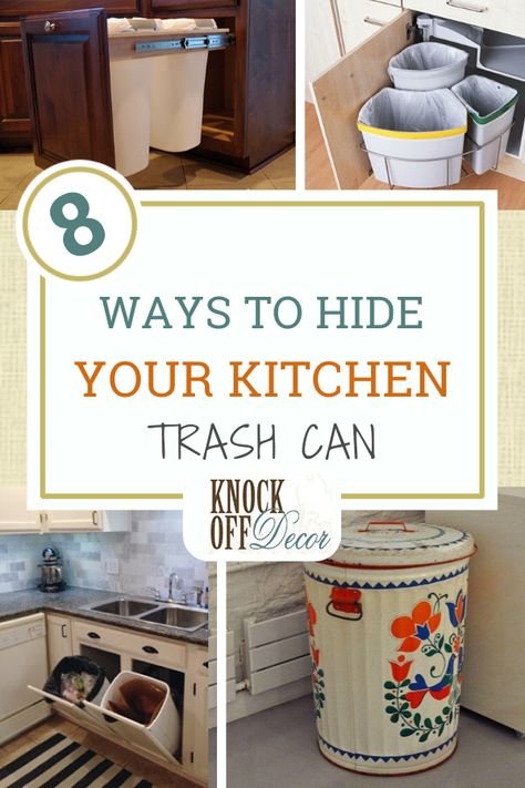 Trash is an inevitable byproduct of life. And it’s safe to assume that every home has at least one trash (and/or recycling) can.  Here are ways to spruce up your “rubbish” bin so that it can blend in with your decor! KnockOffDecor.com Trash And Recycle Bin Ideas Kitchen, Trash Can In Kitchen, Recycle Bin Ideas, Kitchen Trash Can Ideas, Hide Trash Cans, Kitchen Trash Can, Vintage Industrial Lighting, Kitchen Trash, Rubbish Bin