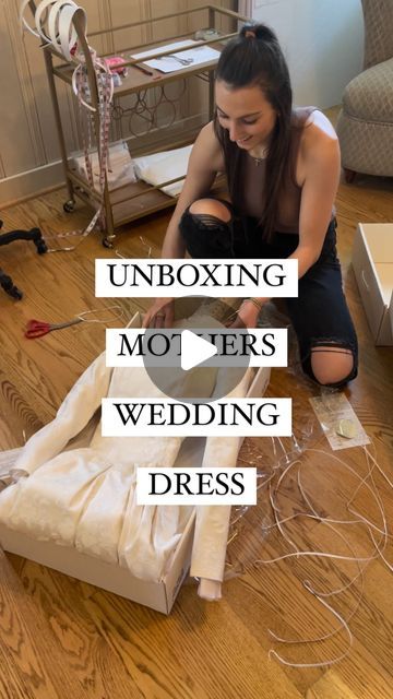 Lovellfaye | Luxury Wedding Dress Designer on Instagram: "Rachel unboxed her mother’s wedding dress from 1992. Her mother’s wedding dress had a beautiful pattern and beads that I knew would be perfect for a redesign!!

#mothersweddingdress #mothersweddingdressredesign #revampmothersweddingdress #reconstructedmothersweddingdress" Refashion Wedding Dress, How To Incorporate Moms Wedding Dress, Moms Wedding Dress Redone Ideas, Heirloom Wedding Dress, 80s Wedding, Old Wedding Dresses, S Wedding Dress, Mom Wedding Dress, Colored Wedding Dress