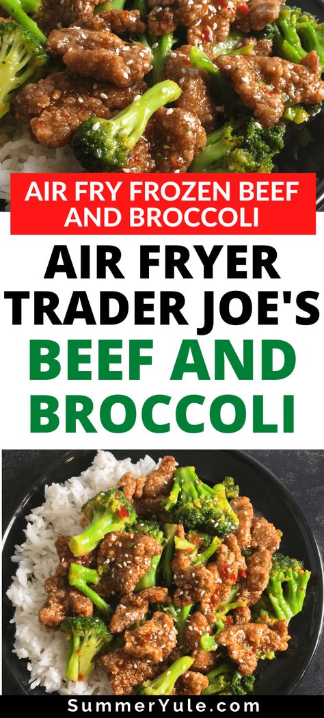 Air Fryer Beef And Broccoli, Air Fryer Trader Joes, Beef And Broccoli Air Fryer Recipe, Trader Joe Air Fryer Recipes, Trader Joes Air Fryer Recipes, Beef Skirt Steak Recipes, Trader Joe’s Rosemary Beef Tips, Broccoli Airfryer, Broccoli In Air Fryer