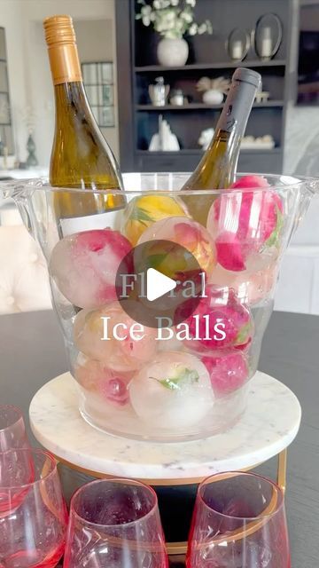 Linda | Home Inspo| Entertaining | Easy Recipes & DIYs on Instagram: "Make the prettiest DIY floral ice balls for your ice bucket. 🌹🌸
Just cut the tops off your roses. You will need an extra set of hands to stretch out your balloon while you stuff the rose in. Then fill them with water and tie. 
Freeze them at least overnight. Once completely frozen, cut the balloon and you have a beautiful rose ice ball! 
Perfect for hosting a shower, Mother’s Day, graduation or any special occasion. 

#floralice #flowerice #diyflowerice #springhosting #springhost #bridalshowerideas #ltkparties #ltk #icebucket" Ice Balloons Frozen Water With Flower, Floral Ice Balls, Flower Ice Bucket, Diy Ice Bucket, Lake Recipes, Han Instagram, Hostess Ideas, Frozen Balloons, How To Make Water