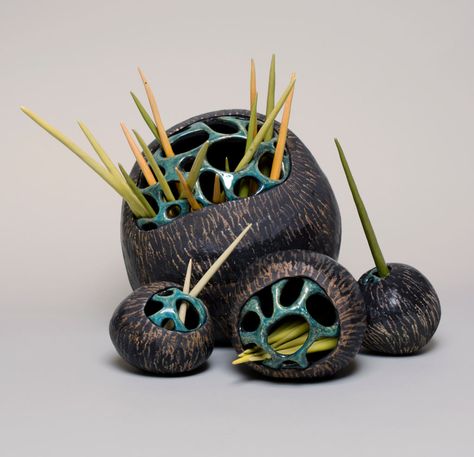 Ceramic seed pods for the gardener on your list! Jenni Ward ceramic sculpture | the dirt | Seed Pods for the Gardener on your List Seed Pods Art, Natural Ceramic, Ceramic Art Sculpture, Organic Ceramics, Seed Pod, The Gardener, Art Corner, New Ceramics, Pottery Sculpture