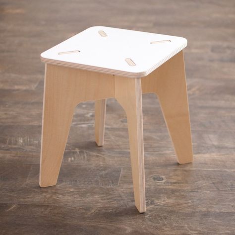 Description Sprout wooden kids stools are sturdy, durable, and made to last your family for years to come. Sized for growth, toddlers can use the wooden stools safely, and parents can comfortably sit and play with their kids. The quality Baltic birch material is strong, easy to clean, and gives a modern feel to the chi Wooden Stool Designs, Kids Table Set, Plywood Design, Plywood Table, Diy Kids Furniture, Classroom Seating, Cnc Furniture, Kids Stool, Flat Pack Furniture