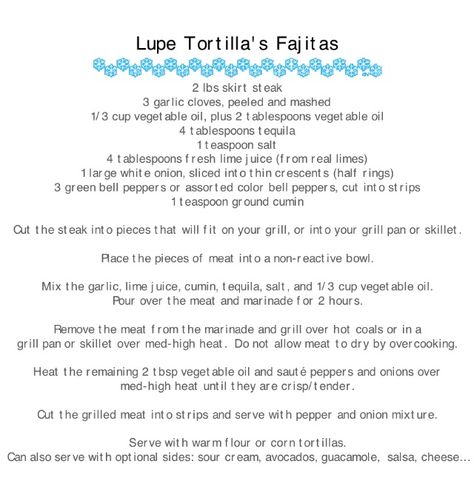 Lupe Tortilla's Fajita recipe! So good! Definitely a keeper Lupe Tortilla Fajitas Recipe, Best Fajita Recipe, Best Steak Fajitas, Beef Fajita Marinade, Easy Fajita Recipe, Beef Fajita Recipe, Flank Steak Fajitas, Easy Steak Fajitas, Fajita Seasoning Recipe