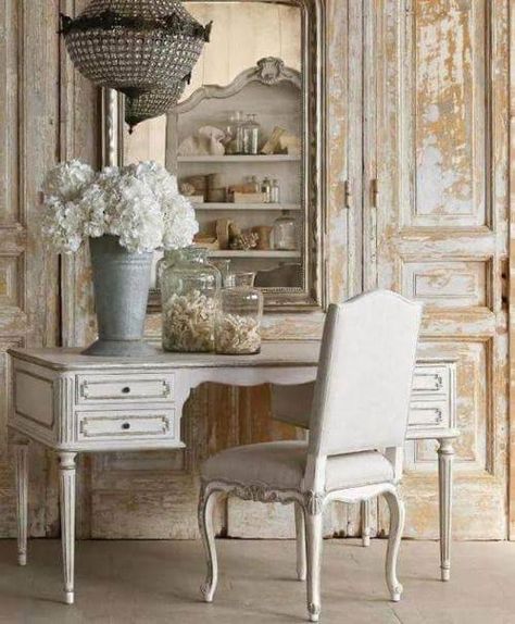 15 French country style country home offices | My desired home French Style Office, French Country Desk, French Country Chairs, French Style Chairs, French Country Rug, French Country Living, Chic Desk, French Country Bedrooms, French Country Living Room