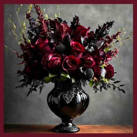 Plum Floral Arrangements, Spooky Bouquet, Floral Shops, Purple Bathroom, Gothic Love, Gothic Flowers, Thanksgiving Flowers, Halloween Mantel, Gothic Elegance