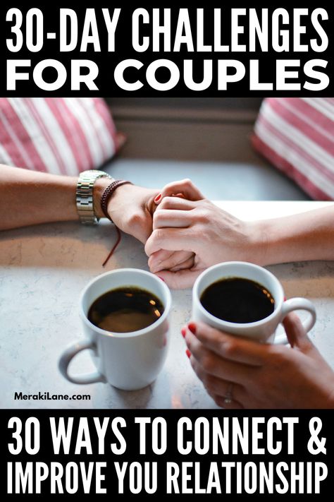 30-Day Challenges for Couples to Improve Your Relationship | Whether you're long distance or in a long term relationship with your partner, keeping the spark alive is so important. Create a fun and deeper connection, improve communication, and spice things up within your marriage or partnership with these simple one month challenges! Try things like engaging your love languages, sending flirty texts, and reading the same book together to connect and get your relationship back on track. Challenges For Couples, Couples Communication, Couples Challenges, Pick Up Lines Cheesy, Improve Your Relationship, Five Love Languages, Couple Activities, Relationship Challenge, Love Challenge