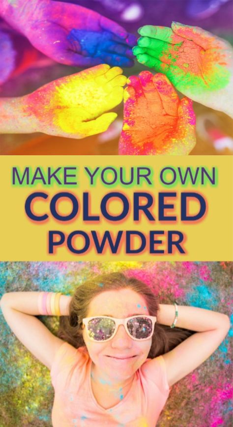 Diy Color Powder, Color Run Powder, Holi Ideas, Splatoon Party, Make Your Own Paint, Sleepover Stuff, Cousin Camp, Holi Powder, Paint Recipe