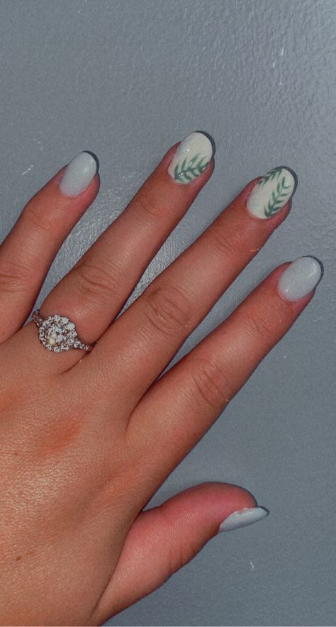 Greenery Nail Art, Greenery Nails, Light Blue Nails, Dip Powder Nails, Wedding Nails, Blue Nails, Summer Nails, Nail Colors, Body Art