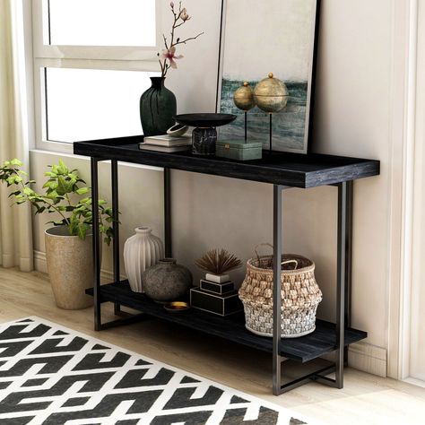 Small Hallway Table, Ideas Recibidor, Shelf Sofa, Sofa Table Decor, Spacious Sofa, True Character, Black Console Table, Sofa End Tables, Hallway Table