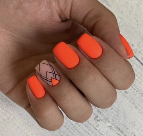 Orange Nail 16 Ideas for Winter 2023 - 2024: A Splash of Warmth in the Cold - women-club.online Orange Nail Art, Orange Acrylic Nails, Neon Nail Art, Orange Nail, Art Designs Ideas, Short Square Nails, Matte Nails Design, Sparkle Nails, Neon Nails