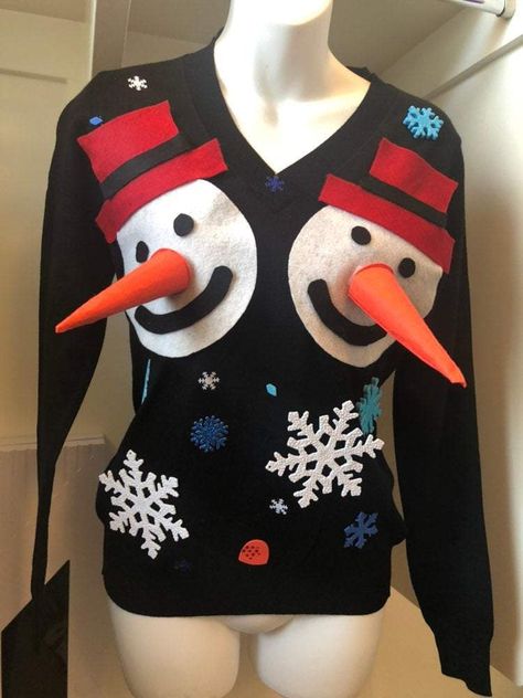 Ugly Christmas Sweater Ideas For Couples, Ugly Sweater Diy Ideas, Christmas Ugly Sweater Outfits, Home Made Ugly Christmas Sweater Ideas, Ugly Christmas Sweaters Diy, Womens Ugly Christmas Sweater, Ugly Sweater Ideas, Homemade Ugly Christmas Sweater, Ugly Christmas Sweater Ideas