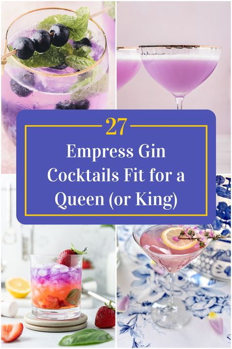 Collage of 4 empress gin cocktails. Empress Gin Cocktail, Gin Drink Recipes, Empress Gin, Bees Knees Cocktail, Best Gin Cocktails, Gin Sour, Birthday Cocktails, Gin Recipes, Lemonade Cocktail