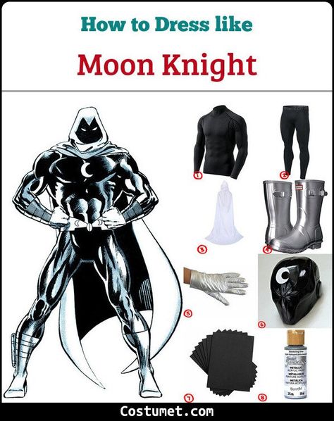 Moon Knight Costume for Cosplay & Halloween 2021 Moon Knight Suit, Costume Template, Moon Knight Cosplay, Knight Suit, Moon Knight Costume, White Costume, Knight Costume, White Costumes, Hooded Cape