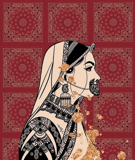 Illustration Art Hd, Gujarati Art, Indian Aesthetic Art, Indian Pop Art, Desi Art Aesthetic, Indian Aesthetic Drawing, Desi Illustration, Indian Illustration Culture, Art Love