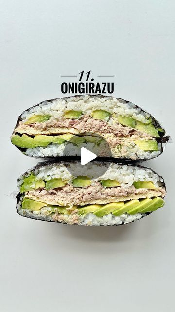 Emily Roz on Instagram: "ONIGIRAZU aka sushi sandwich 😮‍💨   This is a simple Japanese sushi sandwich filled with tuna mayo, omelette, and avocado 🥑   Recipe below ✌🏽  𝕀𝕟𝕘𝕣𝕖𝕕𝕚𝕖𝕟𝕥𝕤 (Makes 1 Onigirazu) The Sandwich: 75g sushi rice 1 tbsp rice wine vinegar 1 tsp sugar 1/2 tsp salt 2 nori sheets 1 tin tuna 1 tbsp mayonnaise 1 avocado, sliced 1 egg  Sauce: 1 tbsp mayonnaise  1/2 tbsp sriracha  𝕄𝕖𝕥𝕙𝕠𝕕 1. Cook the rice according to package instructions. 2. Let the rice cool and then add in your rice wine vinegar, sugar, and salt mixture (make sure the salt and sugar have dissolved). Combine and set aside. 3. In a small bowl, combine the tuna, 1 tbsp mayonnaise, and some seasoning. 4. Place a non-stick frying pan on medium heat with a splash of oil. Whisk up your egg and then p Tuna Sushi Sandwich, Sushi Sandwich Recipes, Onigirazu Recipe, Sushi Wraps, Nori Recipe, Apartment Recipes, Sushi Fillings, Sushi Wrap, Nori Sheets