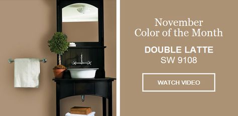 Sherwin WIlliams Double Latte Double Latte Sherwin Williams, Latte Sherwin Williams, Bathroom Sherwin Williams, Cabin Colors, November Colors, Style Makeover, Beach Condo, Paint Colors For Home, Ranch Style