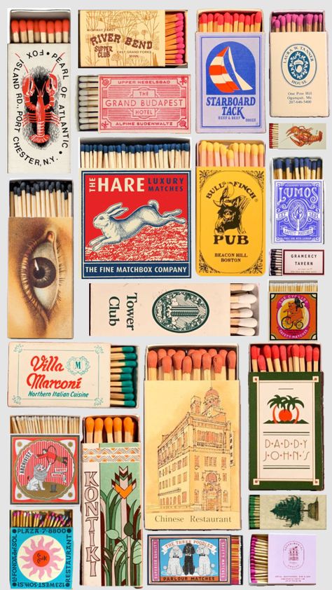 #quotes #art #books #vibes #vintage #colorful #color #colour #colourful Match Book Art, Matchbox Crafts, Vintage Matchbooks, Match Book, Matchbook Art, Dorm Posters, Match Box, Pop Art Wallpaper, Simple Illustration