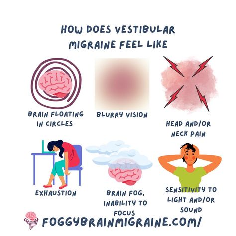 This is my experience but it differs person to person. Most common symptoms are: - Vertigo: This is the primary symptom of vestibular migraines. It's often described as a sensation of spinning or motion, similar to what one might experience on a merry-go-round or roller coaster. Vertigo can be intense and debilitating, leading to feelings of nausea and difficulty with balance. - Headache: Not all vestibular migraine episodes are accompanied by headaches, but when they are, the headaches typic... Occular Migraine, Migraine Meme, Vestibular Disorder, Visual Migraine, Causes Of Migraine Headaches, Migraine Pressure Points, Vestibular Migraines, Migraine Help, First Aid Tips