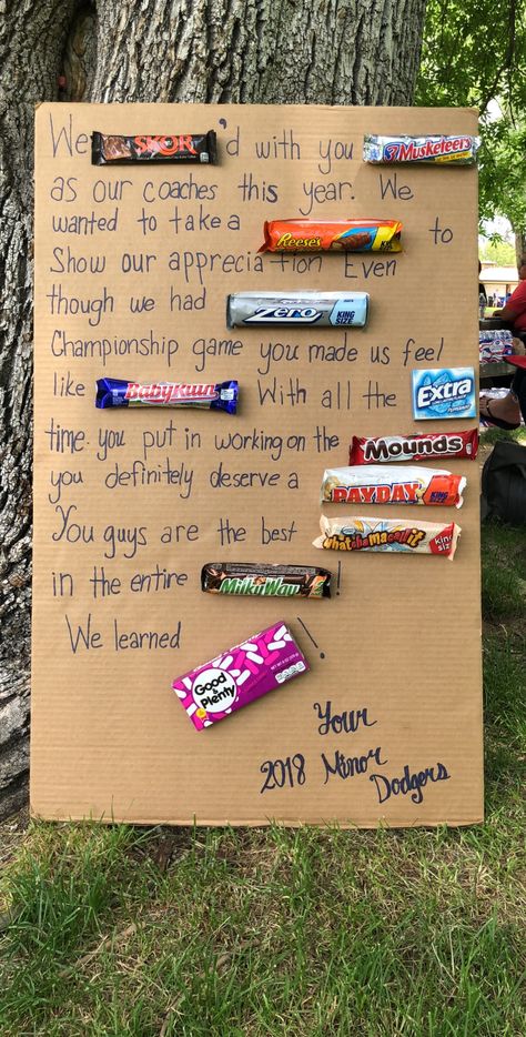 Candy Thank you Card baseball coach Softball Candy Sayings, End Of Year Baseball Coach Gifts, Dugout Mom Gift Ideas, Baseball Treat Bags For Team, Baseball Coach Appreciation Gifts, Lacrosse Coach Gifts Ideas, Coach Candy Bar Poster, Gifts For Softball Coaches, Thank You Coach Gifts