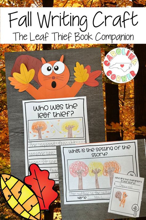 Fall Crafts and Activities are a great way to engage your Kindergarten, First Grade, and Second Grade students in writing and reading concepts! In this activity, you will read the book "The Leaf Thief" and your students will create a squirrel craft. There are lots of options that will be listed below for your students to practice writing skills, retell, setting, characters, and comprehension. Take a look to see what's included! Fall Writing Craftivity, Fall Crafts And Activities, The Leaf Thief, Fall Reading Activities, Squirrel Craft, Fall Writing Prompts, Fall Writing Activities, First Grade Crafts, 1st Grade Crafts