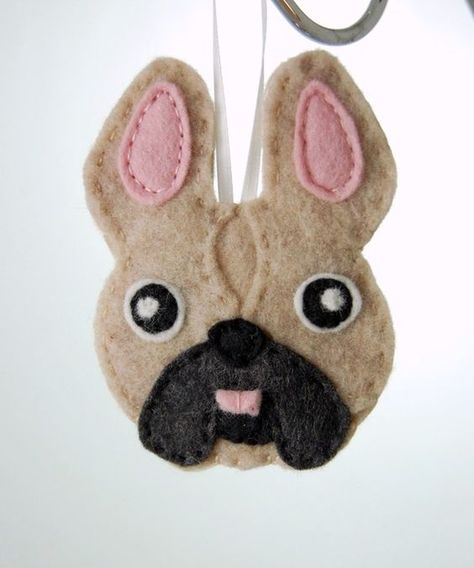 Personalized French Bulldog Felt Dog Ornament  Made to by Tumus, $25.00: Dog Felt, Felt Dog Ornament, Felt Dog, Felt Ornaments Patterns, Bulldog Francese, Felt Ornament, Felt Dogs, Dog Crafts, Felt Patterns