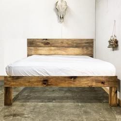 Rustic Modern Platform Bed Frame and Headboard - Solid Wood Made In USA - Rustic Platform Bed, Rustic Bed Frame, Bed Grey, Diy Platform Bed, Bed Platform, Modern Platform Bed, Diy Bed Frame, Furniture Beds, Rustic Bedding