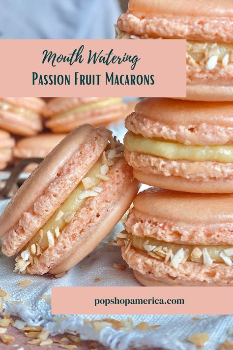 I ate a lot of food in pastry school. Like, a LOT.  I basically gained the freshman 15 all over again when I started pastry school. There was such a large volume of everything that we baked. Plus, it was all freaking delicious so it was really hard not to eat it all.  Being around [...] The post Mouth Watering Passion Fruit Macaron Recipe first appeared on Pop Shop America. Peach Macaroons Recipe, Passion Fruit Macaron Recipe, Coconut Macaroons With Mango Curd, Macarons With All Purpose Flour, Fruit Macarons, Fruity Macaron Flavors, Passion Fruit Macaron, Freshman 15, Butter Mochi