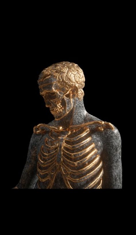 Art made by Billelis, transformed by Me (Nils Ralstad) A Black, Skeleton, Phone Wallpaper, Do It, Statue, Tumblr, Gold, Black