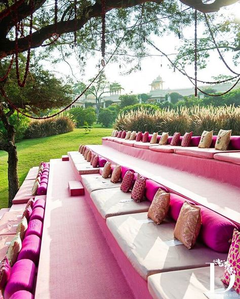 #wedddingseating #seatingarrangement #outdoordecor #weddingdecor #wedddingplanning #guestsseating Event Seating Ideas, Guest Seating Ideas, Wedding Seating Ideas, Inn Design, Devika Narain, Indian Seating, Seating Arrangement Wedding, Wedding Hall Decorations, Wedding Reception Seating